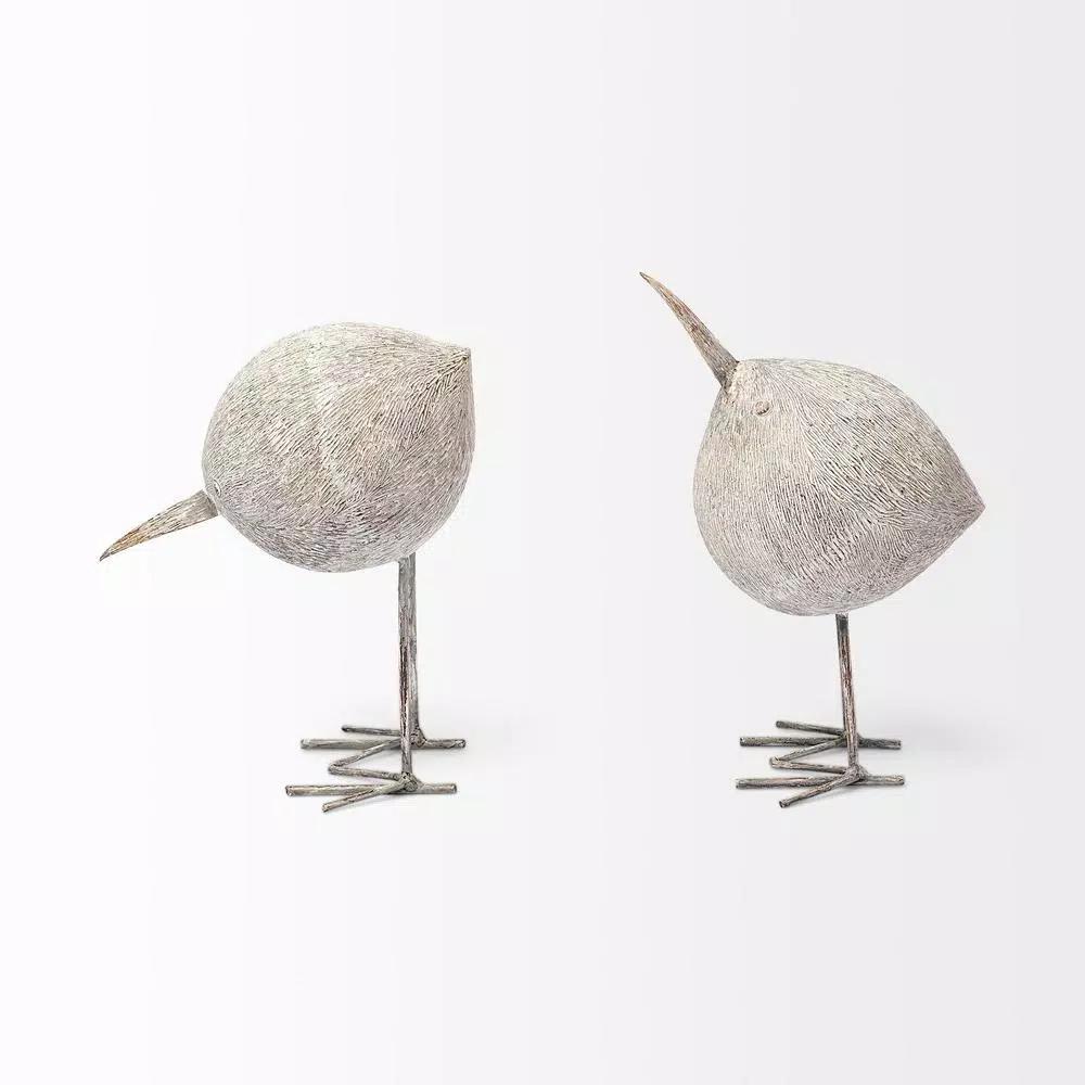 Mercana Snipe I Decorative Bird Sculpture - Light Brown Resin Statuary