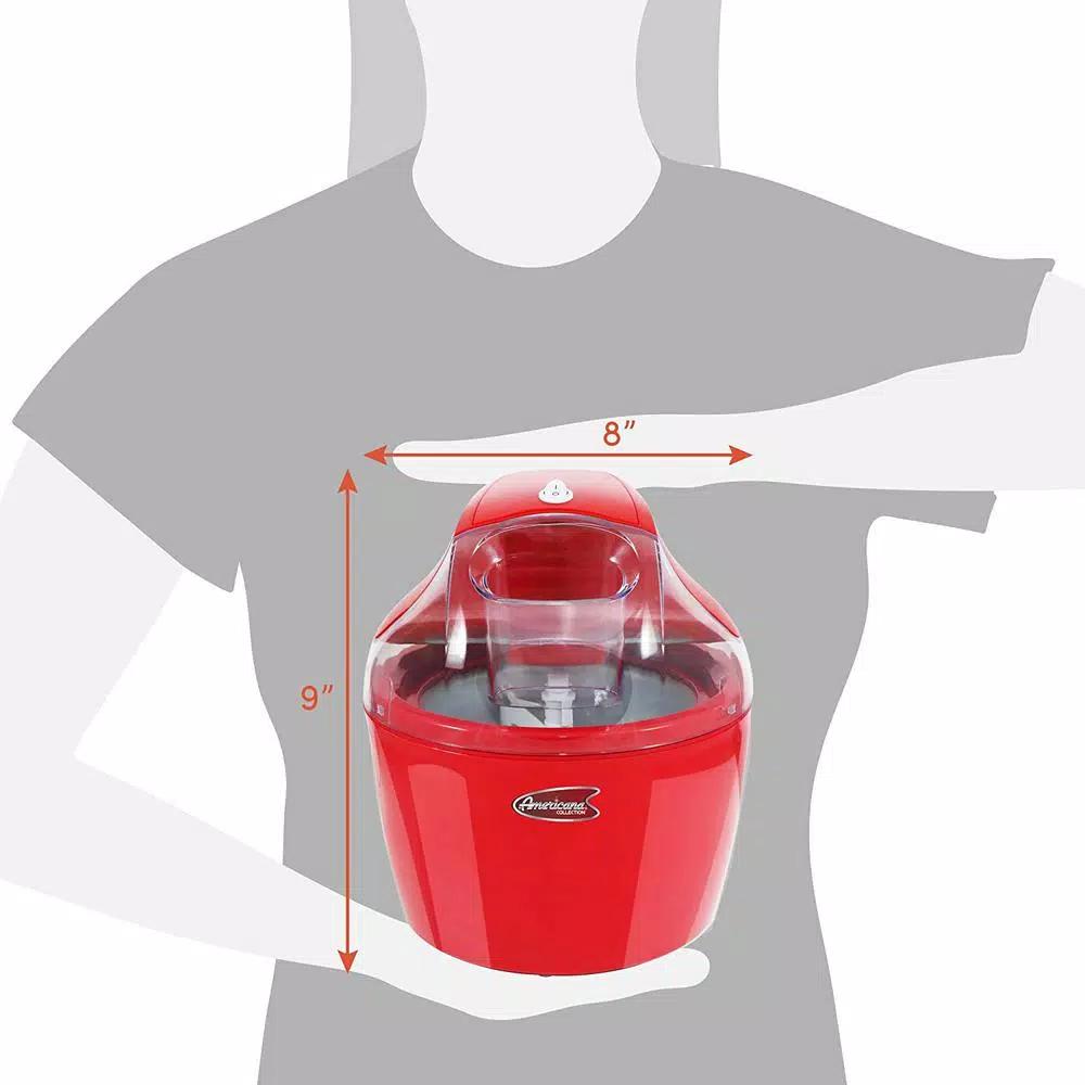 Americana 1.5 Qt. Electric Ice Cream Maker with Quick Freeze Bowl, Red