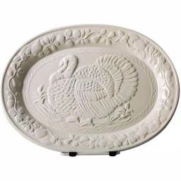 Ovente 13.4 in. White Ceramic Turkey Serving Platter, Oval Holiday Platter thumbnail 1