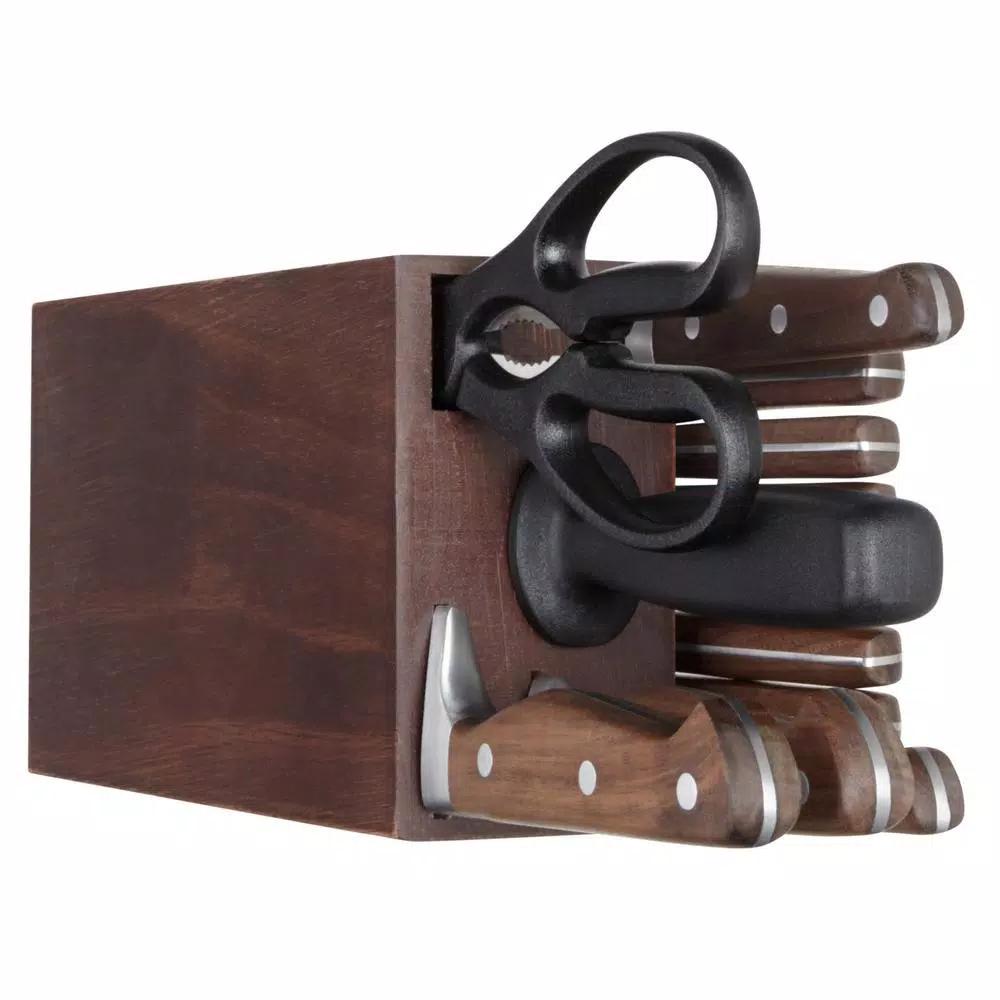 Chicago Cutlery Precision Cut 15-Piece German Stainless Steel Knife Block Set with Walnut Handles