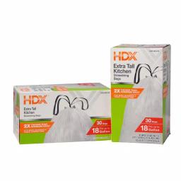 HDX 18 Gallon White Kitchen and Compactor Drawstring Trash Bags, 60-Count thumbnail 1