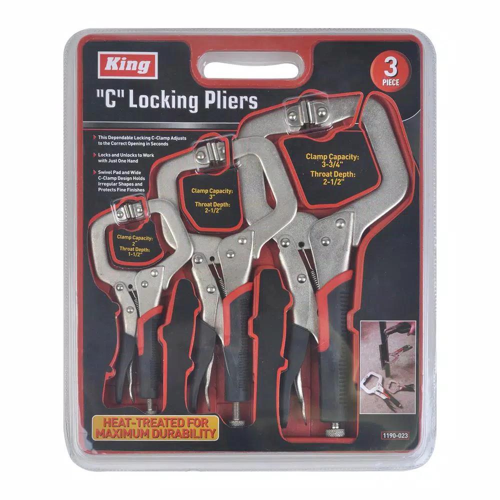 KING C-Locking Pliers 3-Piece C-Clamp Set