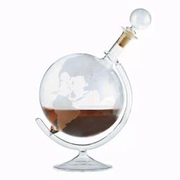Wine Enthusiast 35 oz. Etched Globe Spirits Decanter with Glass Base and Stopper thumbnail 1