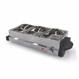 NutriChef 21.9 in. Stainless Steel 3-Plate Electric Buffet Server Food Warming Tray thumbnail 4