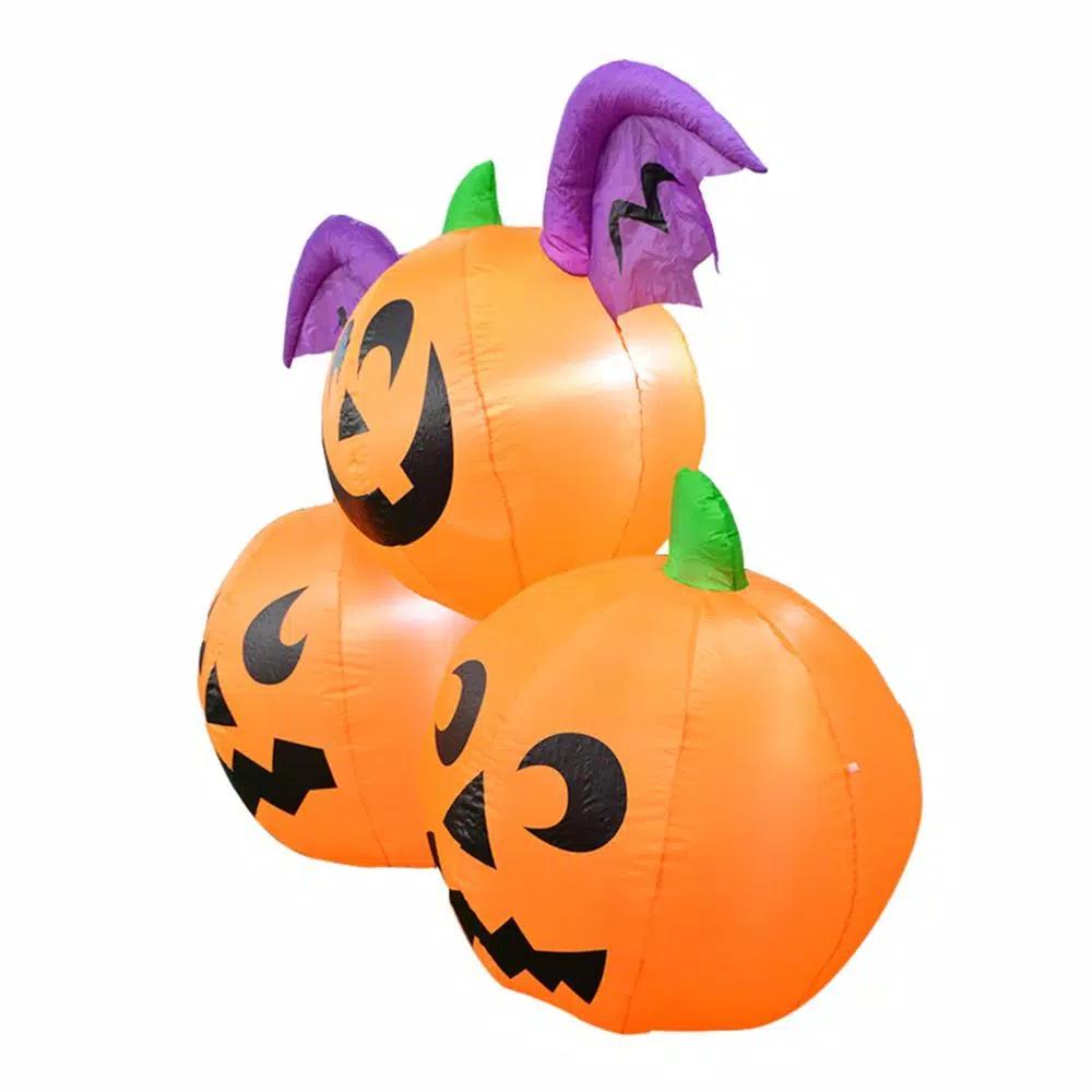 ALEKO's 6 ft. Pre-Lit Winged Jack-O-Lantern Trio Halloween Inflatable Decor