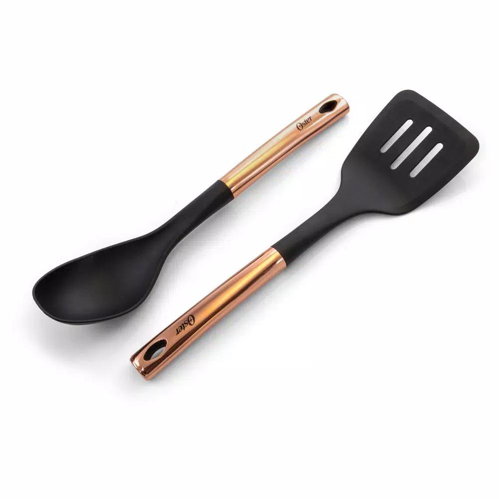 Oster Allsberg 10-Piece Aluminum Nonstick Cookware Set with Bronze Handles, Black and Bronze