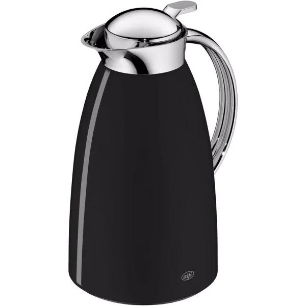 Alfi Gusto Glass Vacuum Carafe, 1.06 Qt. Black Lacquered Metal Thermal Server