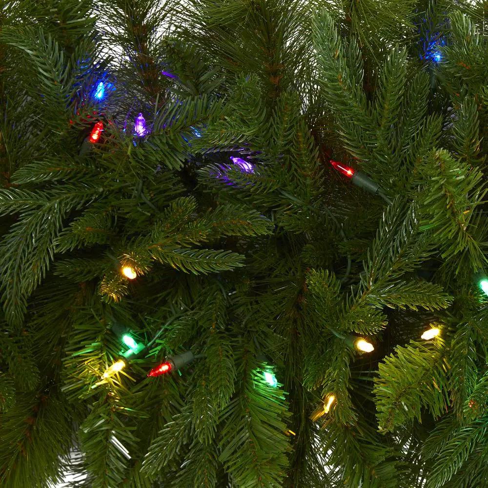 Nearly Natural 6 ft. Pre-Lit Christmas Pine Extra Wide Artificial Garland with 100 Multi-Colored LED Lights