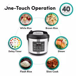 Aroma 20-Cup Digital Rice Cooker, Food Steamer, and Slow Cooker in Silver thumbnail 3