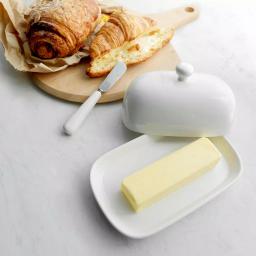 Sweese Porcelain Butter Dish with Lid - White, Modern Round Butter Keeper for 1 Stick thumbnail 3