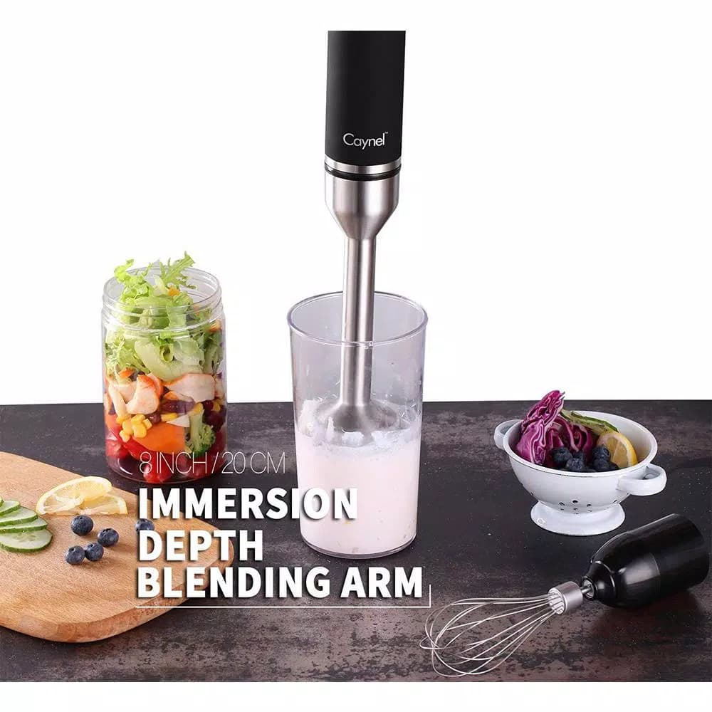 Boyel Living 6-in-1 Black Stainless Steel 500W Immersion Hand Blender Set with 8-Speed Control