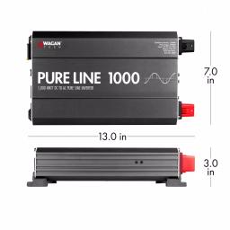 Wagan Tech Pure Line 1000W Pure Sine Wave Inverter, 2000W Surge, 12V DC to 120V AC, ETL Certified thumbnail 4
