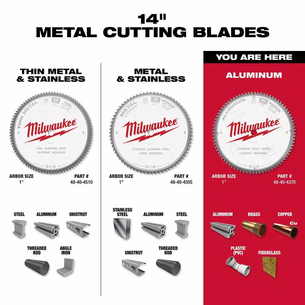 Milwaukee 14 in. 80T Carbide Tipped Aluminum and Metal Cutting Circular Saw Blade