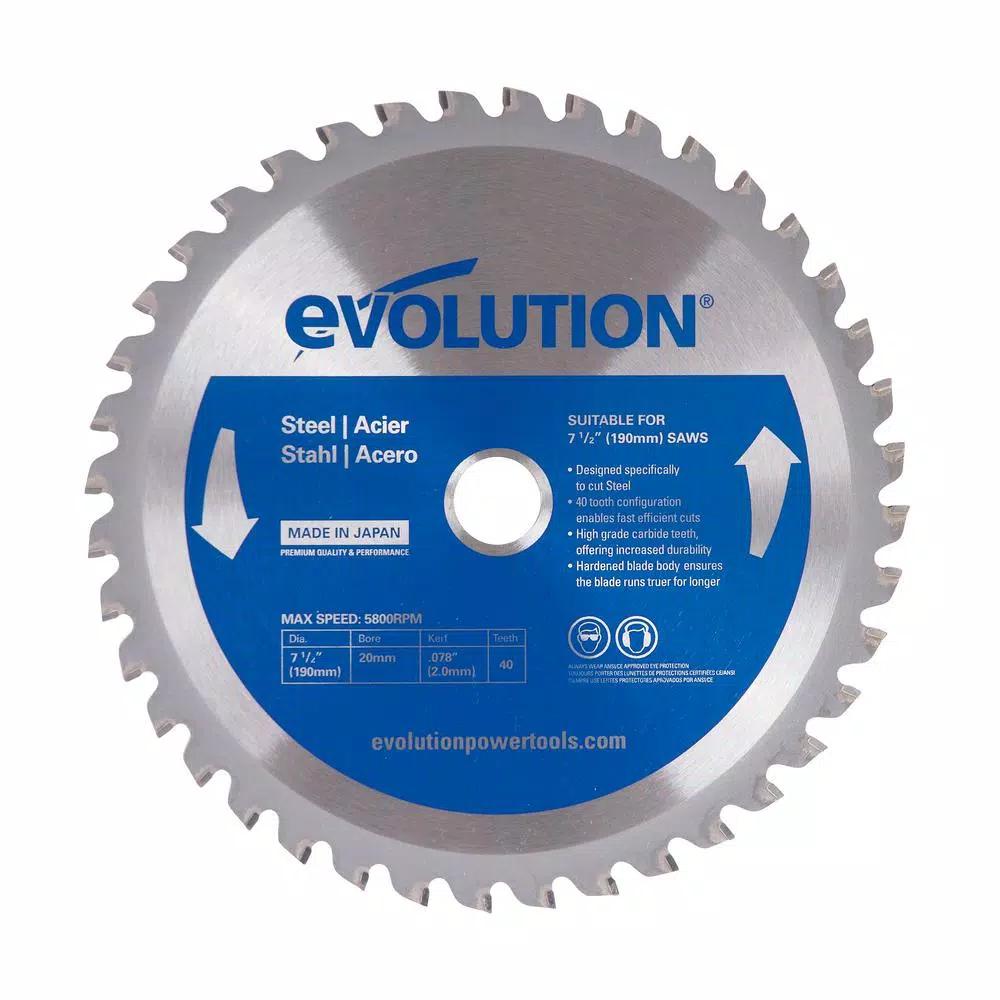 Evolution Power Tools 7.5 in. 40-Teeth Carbide Metal Cutting Saw Blade for Mild Steel