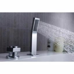 ANZZI Guaira 3-Handle Deck-Mount Roman Tub Faucet with Waterfall Spout and Handheld Sprayer, Polished Chrome thumbnail 3