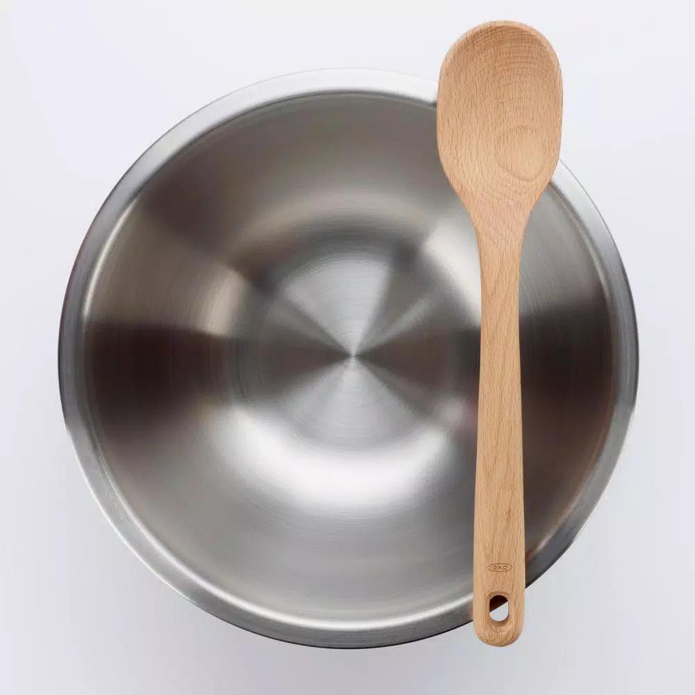 OXO Good Grips 3-Piece Beech Wood Utensil Set - Spoon, Slotted Spoon, and Turner