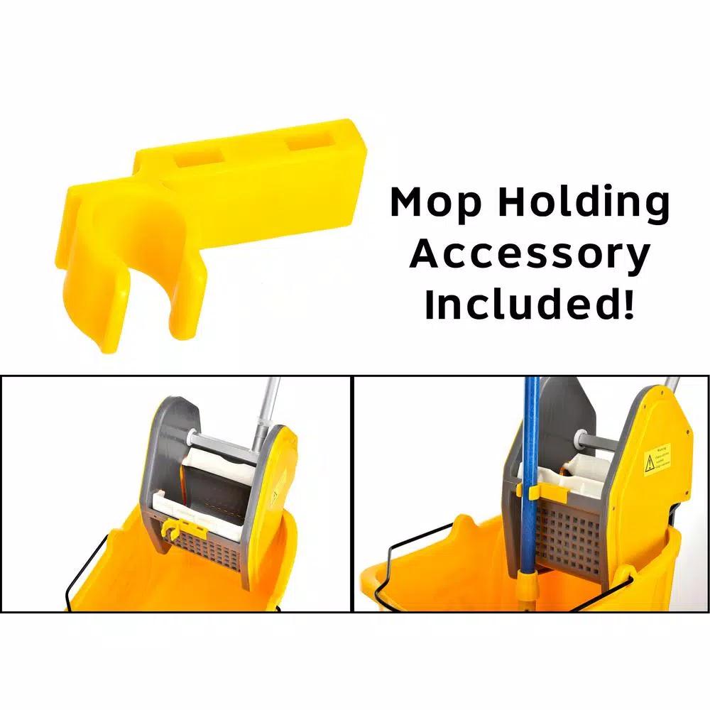 Alpine Industries 36 Qt. Mop Bucket with Down Press Wringer, Yellow