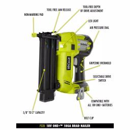 RYOBI 18V ONE+ Cordless 2-Tool Combo Kit with Drill/Driver and 18-Gauge Brad Nailer thumbnail 3
