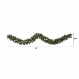 Nearly Natural 9 ft. Pre-lit Frosted Swiss Pine Artificial Garland with 50 LED Lights and Berries thumbnail 2