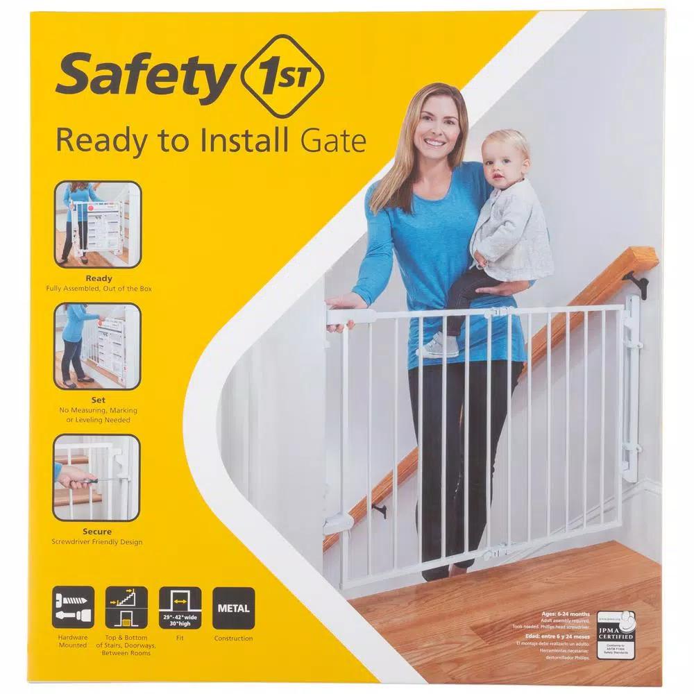 Safety 1st Ready to Install 28 in. Hardware Mounted Child Safety Gate, White