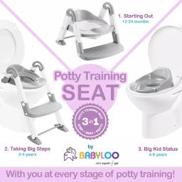 Babyloo Bambino 3-in-1 Convertible Toddler Potty Trainer and Step Stool - Gray thumbnail 10