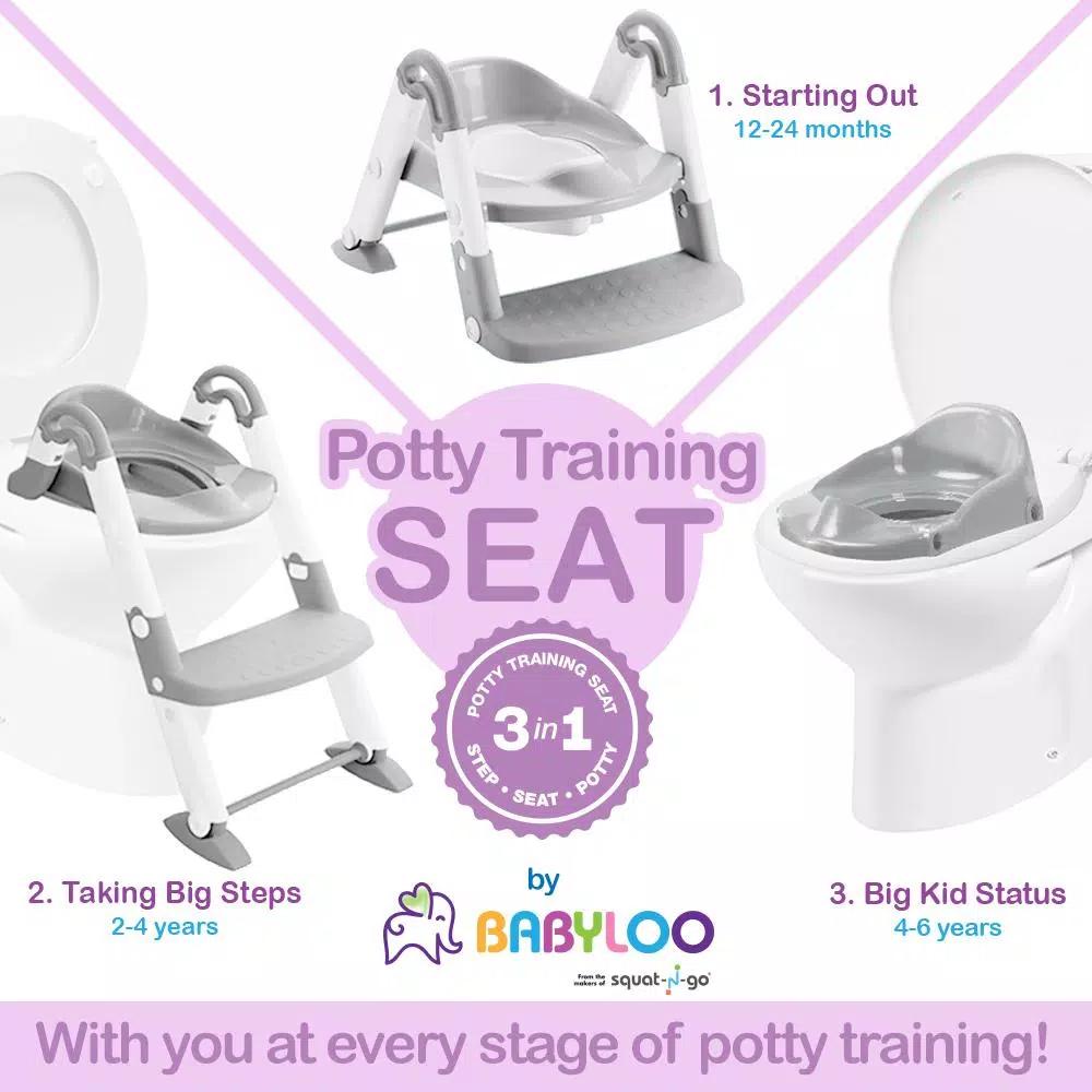 Babyloo Bambino 3-in-1 Convertible Toddler Potty Trainer and Step Stool - Gray