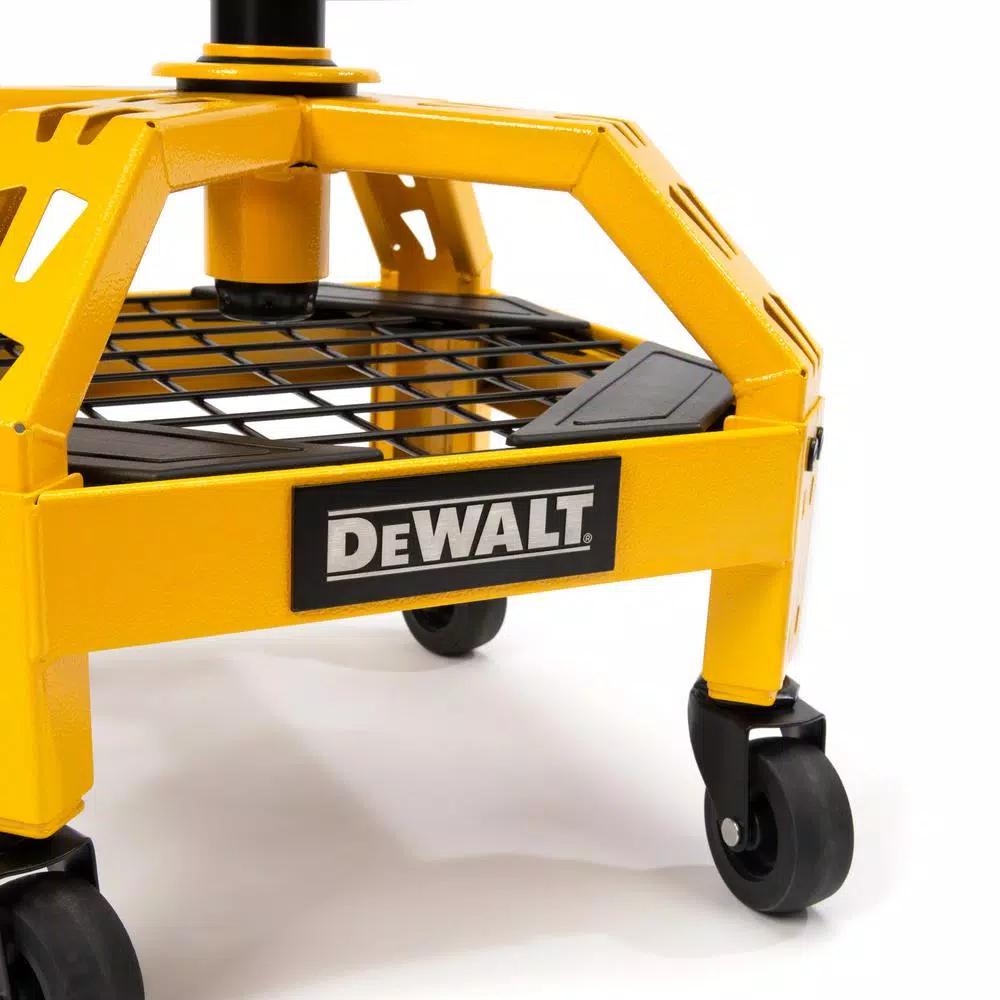DEWALT Heavy-Duty Adjustable Shop Stool with Casters and Storage Shelf, 300 lb Capacity