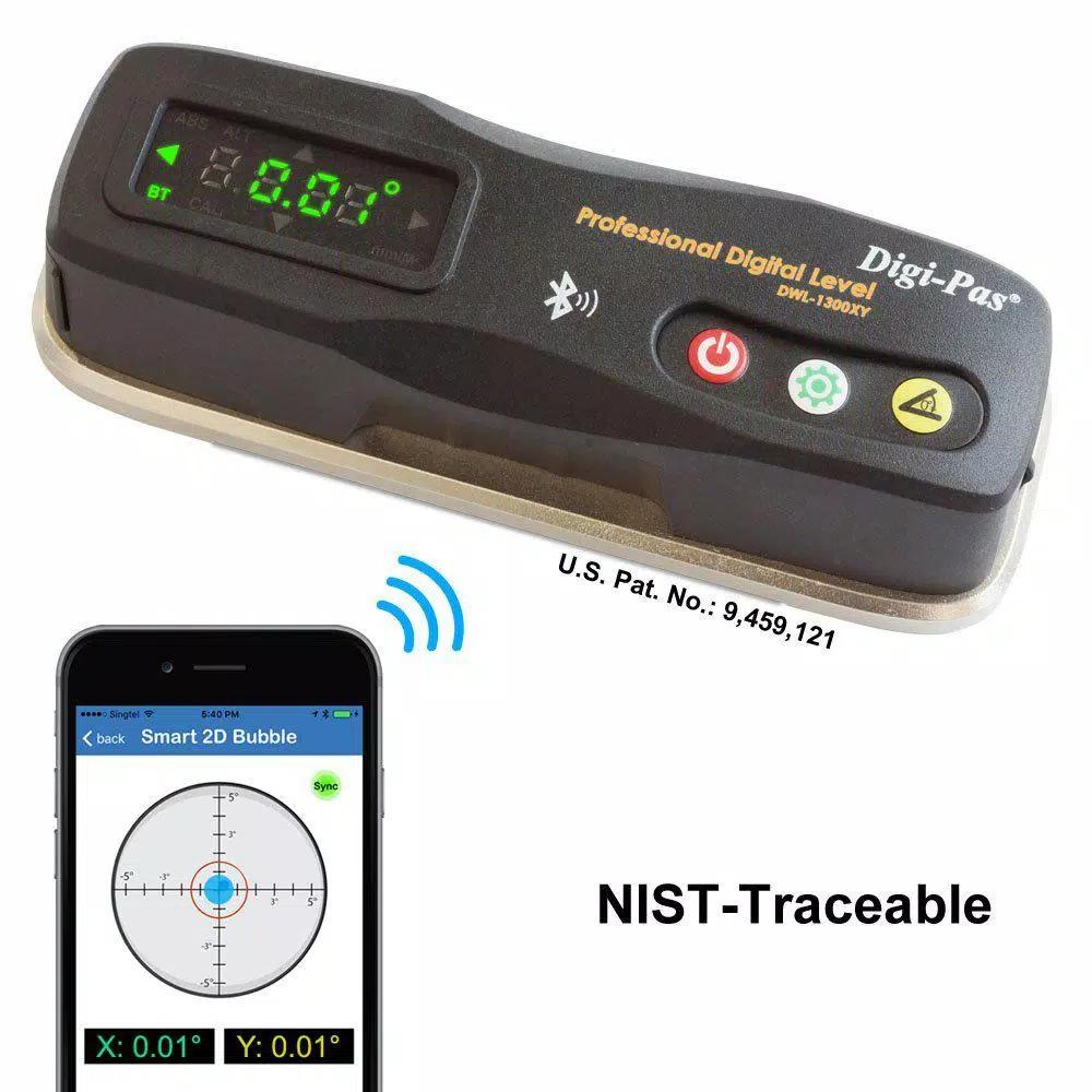 Digi-Pas DWL1300XY 6 in. 2-Axis Smart Machinist Digital Level, Bluetooth, NIST-Traceable