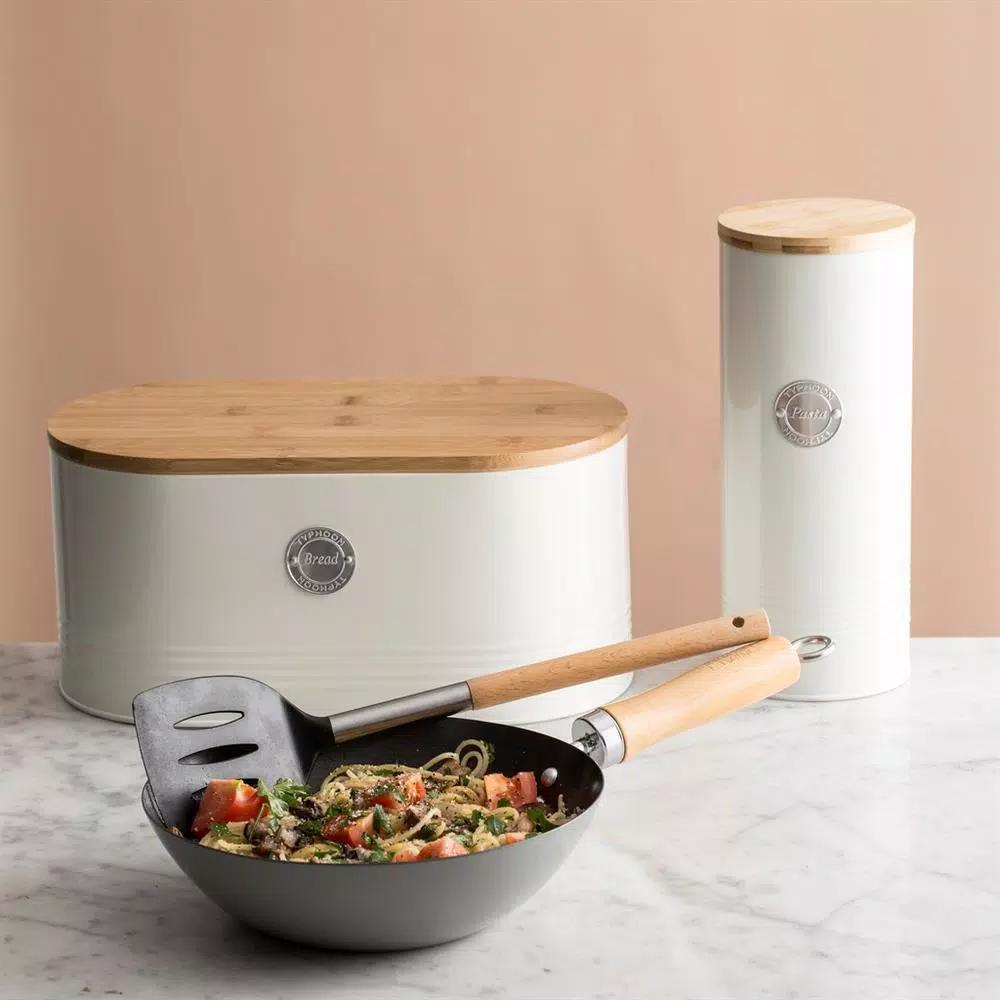 Typhoon Living Cream 7.7 Qt. Bread Bin with Sustainable Bamboo Lid