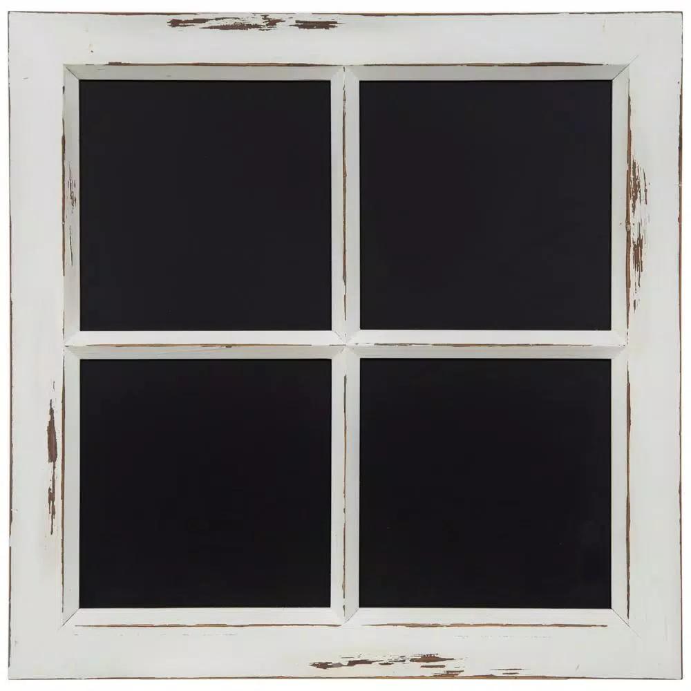 Pinnacle Distressed White Window Pane Framed Chalkboard - Rustic Farmhouse Memo Board