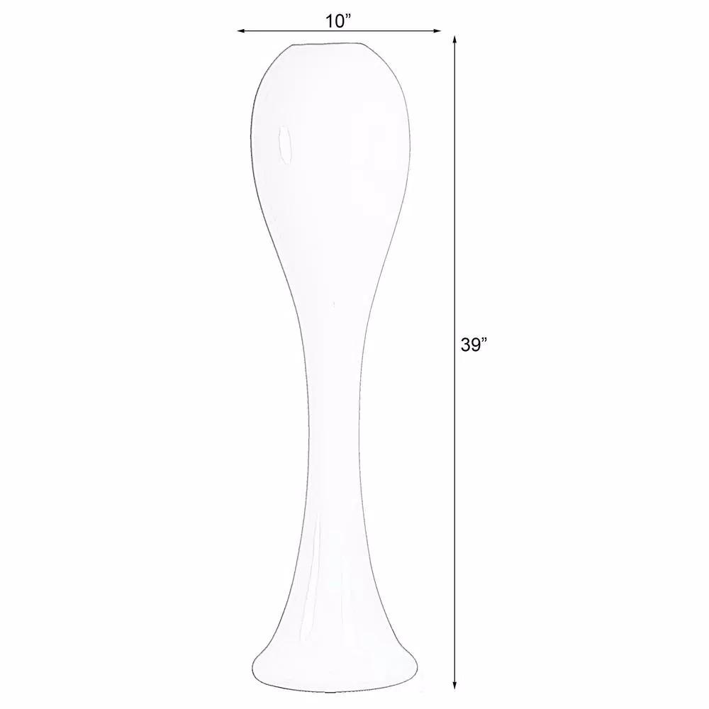 Uniquewise 39 in. White Modern Fiberglass Tall Floor Vase - Unique Oval Design