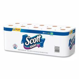 Scott 1-Ply Standard Roll Bathroom Tissue, 1000 Sheets Per Roll, 20 Rolls Per Pack thumbnail 2