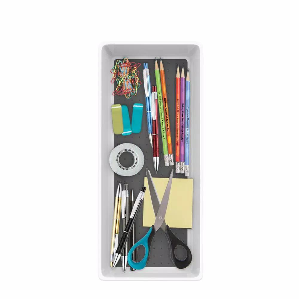 Lavish Home White Plastic Drawer Organizer Tray with Non-Slip Rubber Liner