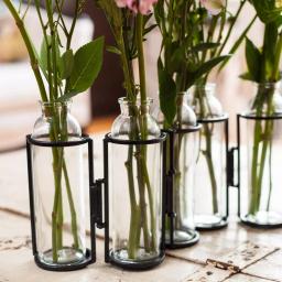 Danya B. 8 in. Hinged 5-Bottle Vase, Black Iron and Clear Glass thumbnail 7