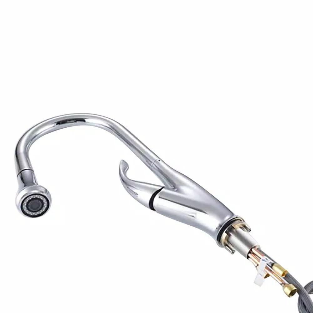 Vanity Art Chrome Single-Handle Pull-Down Kitchen Faucet with 360 Degree Swivel Spout