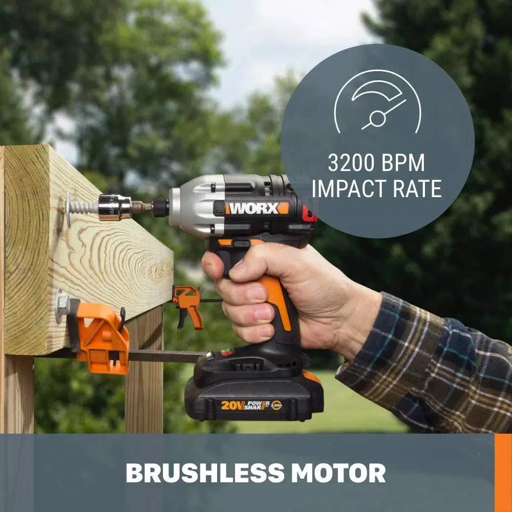 Worx 20V Brushless 3-Speed 1/4 in. Hex Impact Driver with Quick Change Chuck (Tool Only)