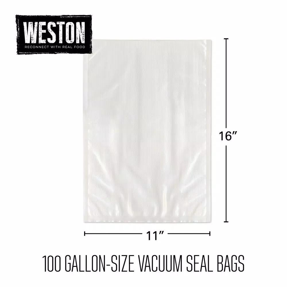 Weston 11 x 16 in. Heavy Duty Vacuum Sealer Bags, 3.0 Mil Thick, 100-Pack