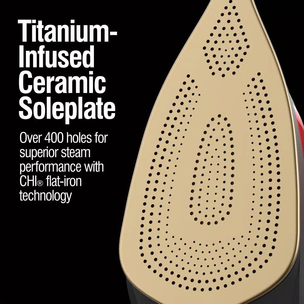 CHI Retractable Cord Steam Iron with Titanium-Infused Ceramic Soleplate, Gold