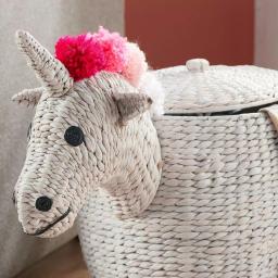 StyleWell White Unicorn Water Hyacinth Woven Decorative Basket with Lid thumbnail 4