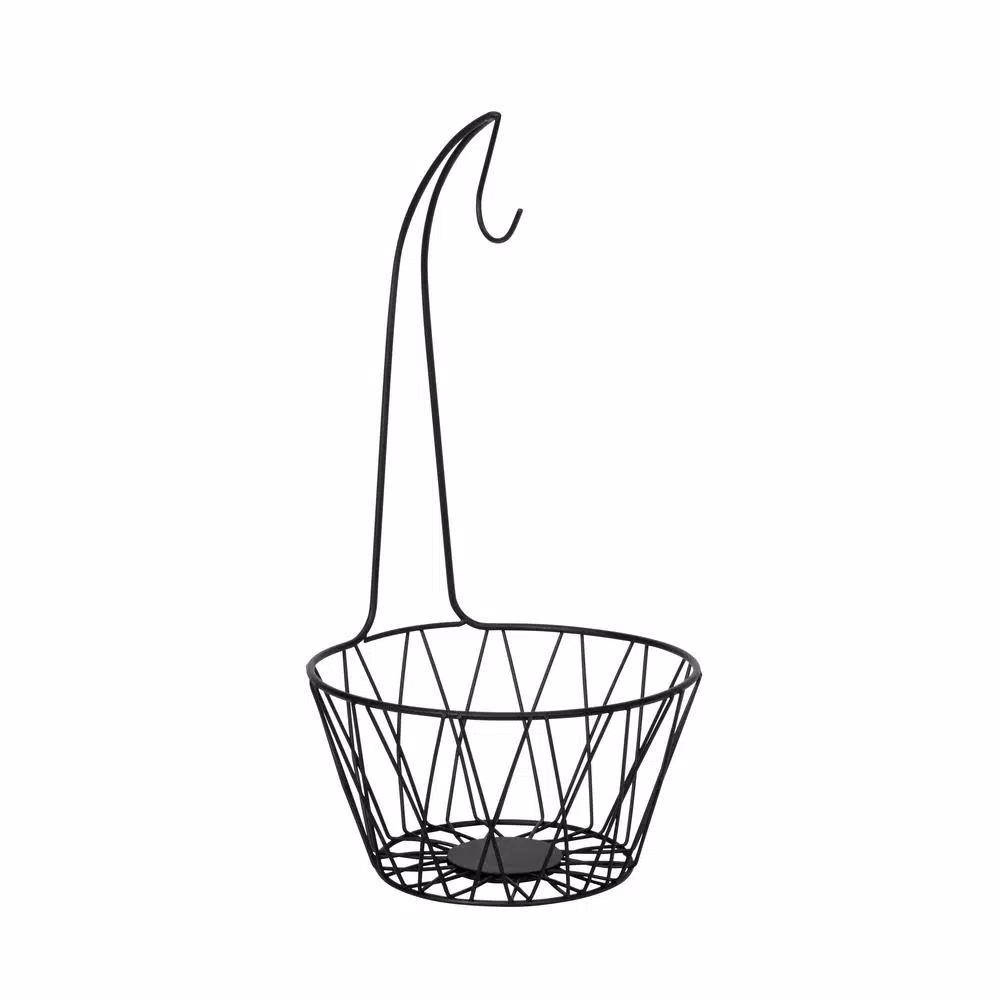Spectrum Paxton Fruit Tree Steel Banana Stand and Fruit Bowl, Black