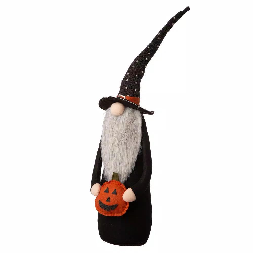 Glitzhome 28 in. Halloween Fabric Gnome Standing Decor with Posable Hat and Faux Fur Beard