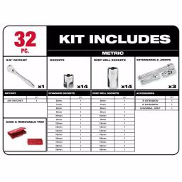 Milwaukee 3/8 in. Drive SAE/Metric Ratchet and Socket Mechanics Tool Set, 60-Piece thumbnail 3