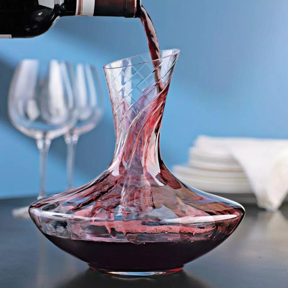 Wine Enthusiast Allure 47.25 oz. Aerating Wine Decanter, Mouth-Blown Lead-Free Crystal