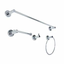 Italia Venezia 4-Piece Chrome Bathroom Hardware Set - Stainless Steel thumbnail 2