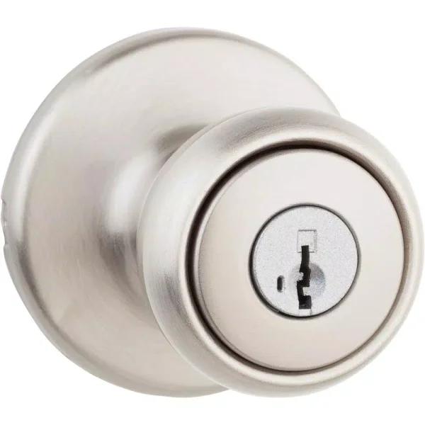 Kwikset Tylo Keyed Entry Door Knob with SmartKey Security - Satin Nickel