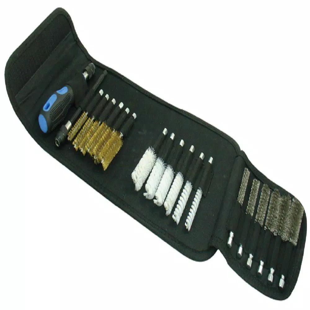 Astro Pneumatic 20-Piece Wire Brush Set with Stainless Steel, Brass, and Nylon Brushes
