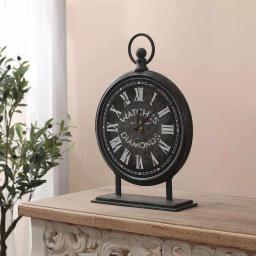 Winsome House Black Metal Vintage Table Top Clock with Roman Numerals thumbnail 3