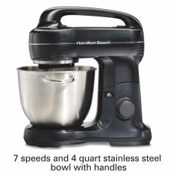 Hamilton Beach 4 Qt. 7-Speed Stand Mixer with Stainless Steel Bowl, Black thumbnail 5