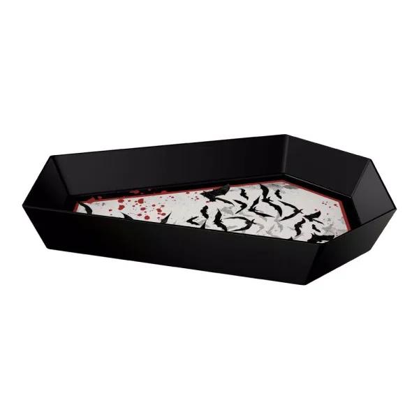 Amscan 12.8 in. Halloween Dark Manor Coffin Bowls, Bat Swirl Design, Black Melamine (3-Pack)