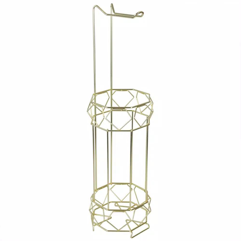 Home Basics Prism Freestanding Gold Toilet Paper Holder with Storage Base